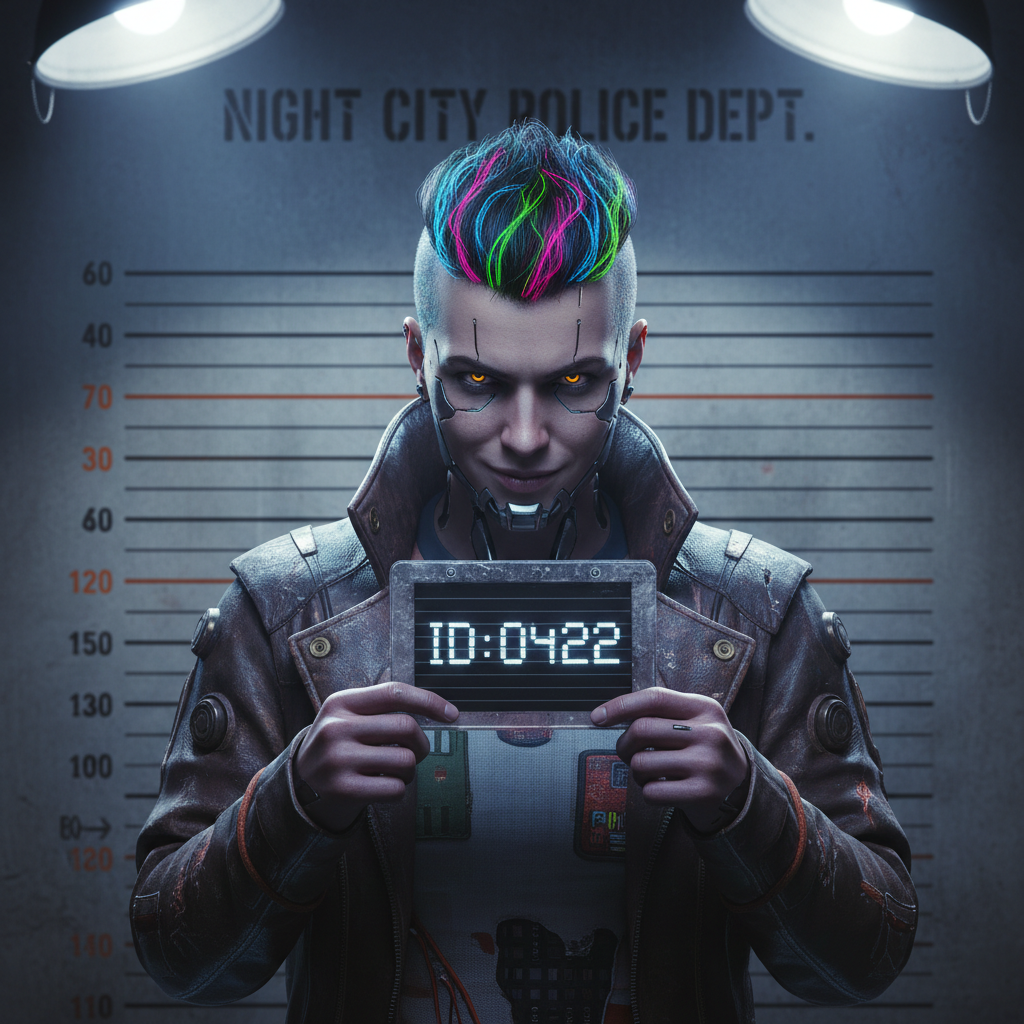 Cyberpunk Hacker Mugshot